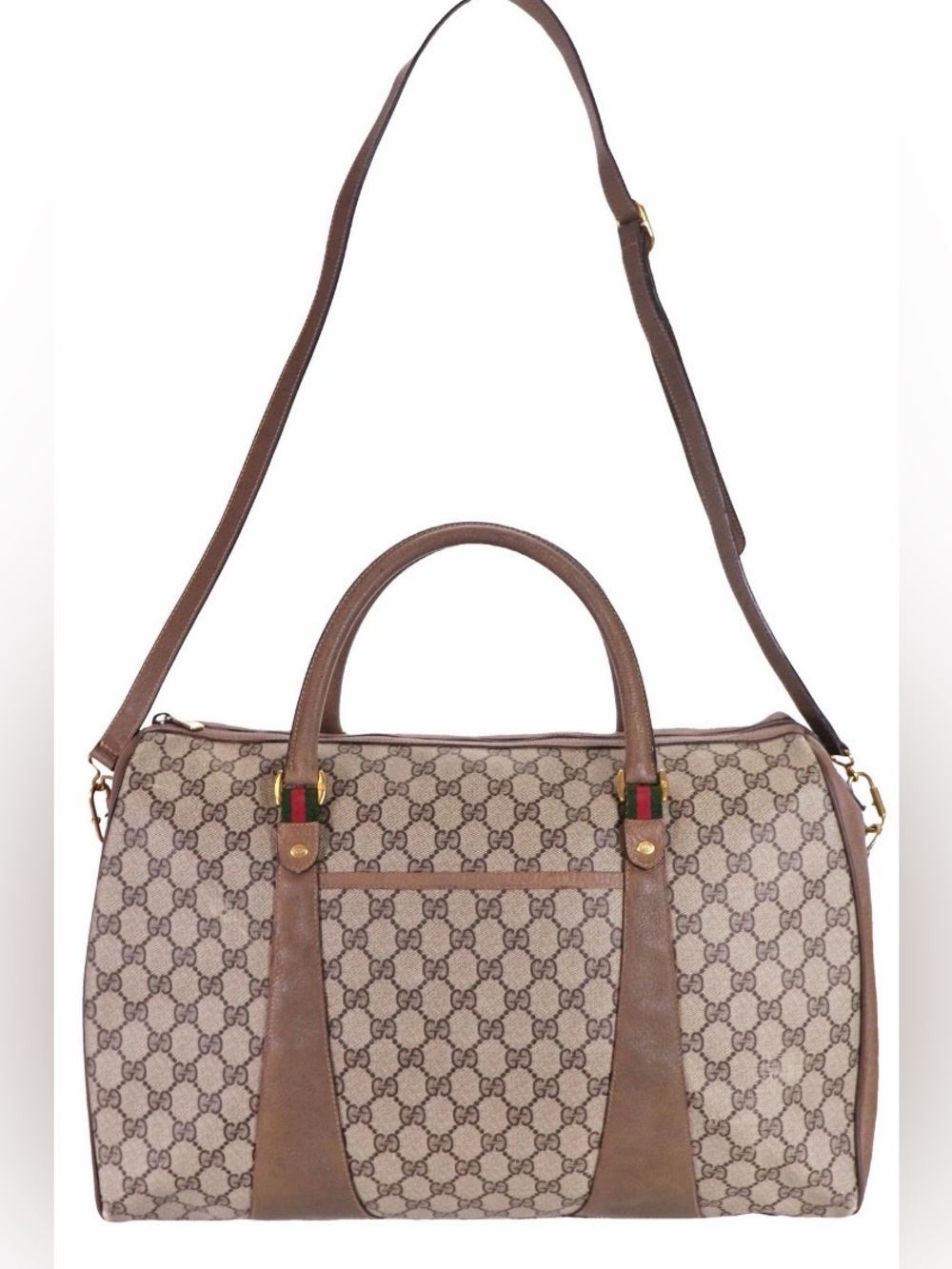 Gucci Brown GG 48 hour Supreme Canvas Duffle with crossbody strap